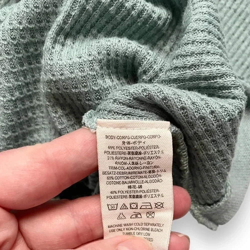 Free People Green Must Have Henley Knit Top